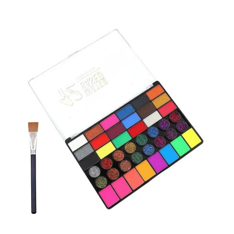 JOCURI ȘI JUCĂRII - Kit face painting cu 42 culori fosforescente si pensula inclusa, activare cu apa, pentru machiaj artistic, cosplay si evenimente tematice