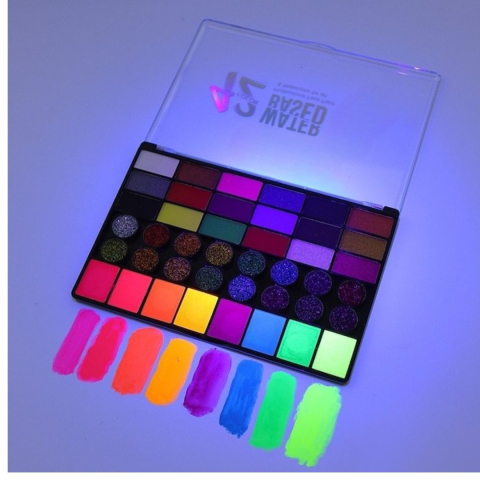 Kit face painting cu 42 culori fosforescente si pensula inclusa, activare cu apa, pentru machiaj artistic, cosplay si evenimente tematice [9]