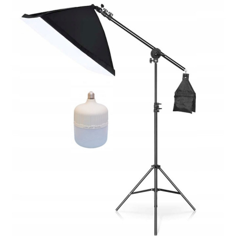ECHIPAMENTE FOTO - Softbox cu macara ajustabila, trepied reglabil 200 cm, bec foto LED 50W