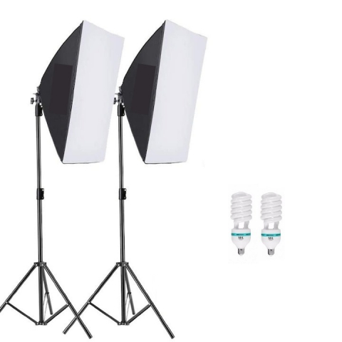 Softbox-uri - Kit de 2 softboxuri, 2 trepiezi reglabili 200 cm, 2 becuri 85W