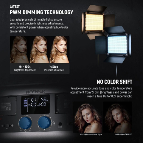 Kit iluminare dual RBG1200 Lampa Video LED RGB 60W 2500K-8500K, 2 panouri pentru studio foto-video, control prin aplicatie, 1 mini trepied inclus [6]