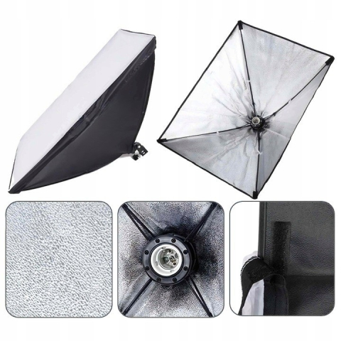 Kit iluminare foto-video cu 2 softbox-uri profesionale, lumina naturala 5500K, becuri 30W, stative 95-200 cm, negru [9]