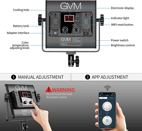Kit iluminare foto-video profesional cu 2 panouri LED Bi-Color, control prin aplicatie, 2300K-6800K, CRI97+, trepiede reglabile si geanta transport [6]