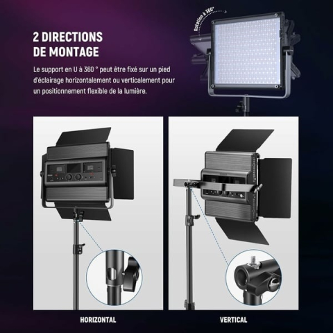 Kit iluminare profesionala RGB 60W cu trepied reglabil, geanta transport si mini trepied pentru smartphone, control prin aplicatie [1]