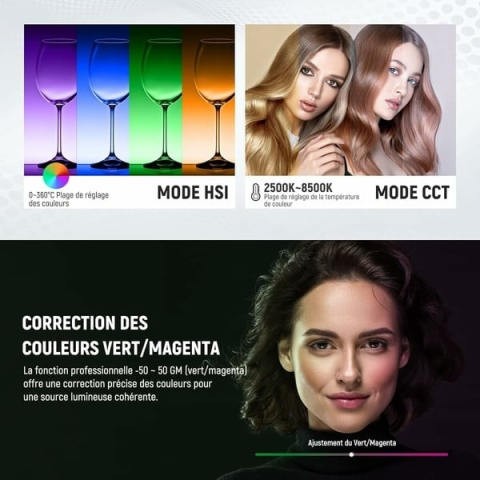 Kit iluminare profesionala RGB 60W cu trepied reglabil, geanta transport si mini trepied pentru smartphone, control prin aplicatie [3]