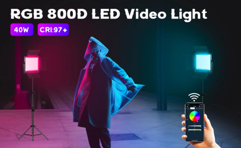 Kit iluminare studio cu 3 panouri LED RGB, control prin aplicatie Bluetooth, 3200K-5600K, CRI 97+, trepiede reglabile, pentru fotografie, filmare si streaming [1]