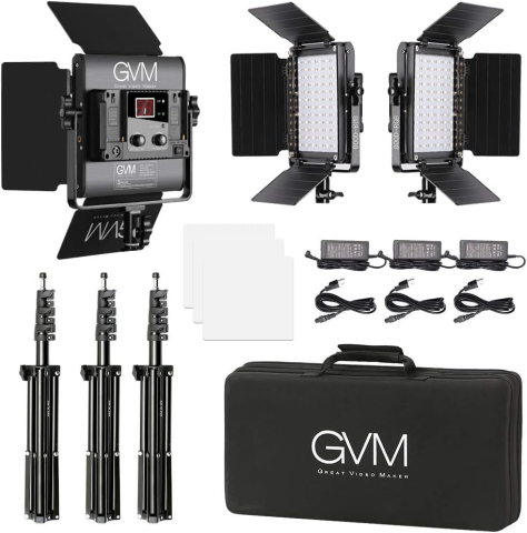 Kit iluminare studio cu 3 panouri LED RGB, control prin aplicatie Bluetooth, 3200K-5600K, CRI 97+, trepiede reglabile, pentru fotografie, filmare si streaming [3]