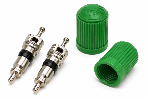 Alte articole auto - Kit intretinere valve roti, 2 nuclee ventil tip auto si 2 capace protectie anti-praf