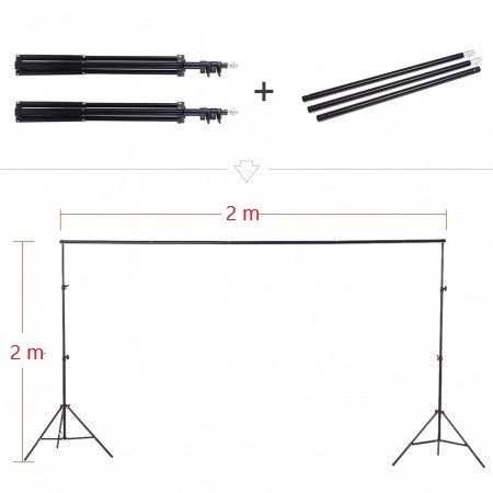 Kit studio foto, 3 lumini softbox, suport fundal 2x3m, 12x bec 45W, 3 panze fundal multicolore si geanta transport [7]