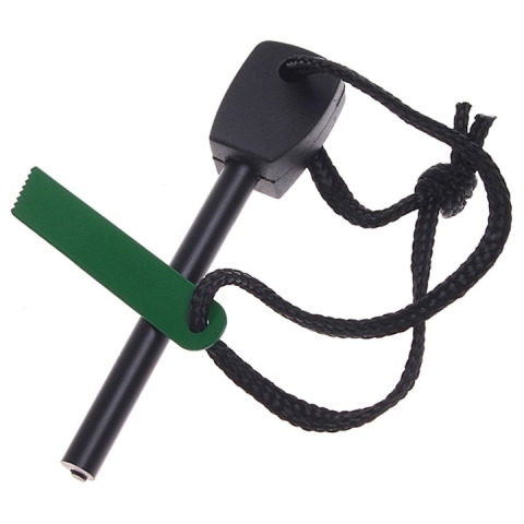 Kit pentru aprinderea focului, cu silex si miez dublu de magneziu, rezistent la apa, scantei pana la 3000°C, 10 cm, negru [6]