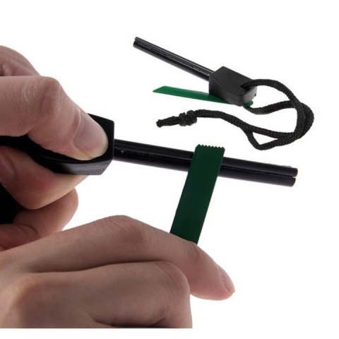 Kit pentru aprinderea focului, cu silex si miez dublu de magneziu, rezistent la apa, scantei pana la 3000°C, 10 cm, negru [2]