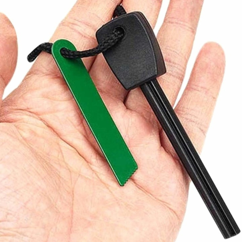 Kit pentru aprinderea focului, cu silex si miez dublu de magneziu, rezistent la apa, scantei pana la 3000°C, 10 cm, negru [5]