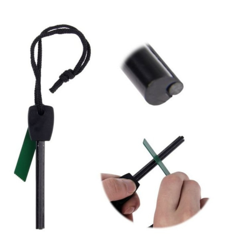 Kit pentru aprinderea focului, cu silex si miez dublu de magneziu, rezistent la apa, scantei pana la 3000°C, 10 cm, negru [1]