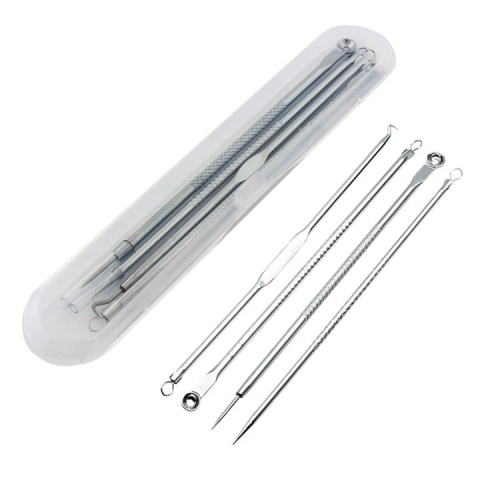 Kit pentru curatare puncte negre, material inox, 4 piese - Argintiu [1]