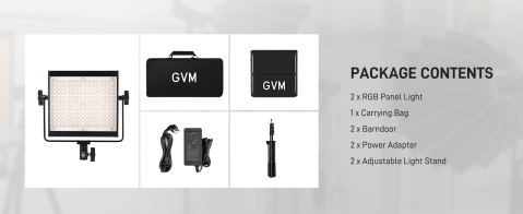 Kit profesional iluminare studio GVM 800D RGB cu 2 panouri LED, lentile optice, 19500 Lux la 0,5 m, 20 efecte de scena, CRI 97+, stative reglabile si geanta transport [4]