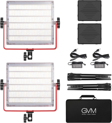 Kit profesional iluminare video GVM 1200D RGB, 2 panouri LED 50W, Softbox, 22000 Lux/0.5 m, CRI97+, Control prin aplicatie, 2 stative si geanta transport [2]
