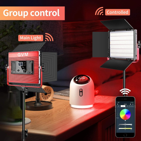 Kit profesional iluminare video GVM 1200D RGB, 2 panouri LED 50W, Softbox, 22000 Lux/0.5 m, CRI97+, Control prin aplicatie, 2 stative si geanta transport [6]
