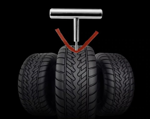 Kit profesional reparatie anvelope tubeless, cu geanta de transport, alezor, ac de inserare, cutter, lipici si snururi pentru reparatii rapide auto, moto si bicicleta [4]