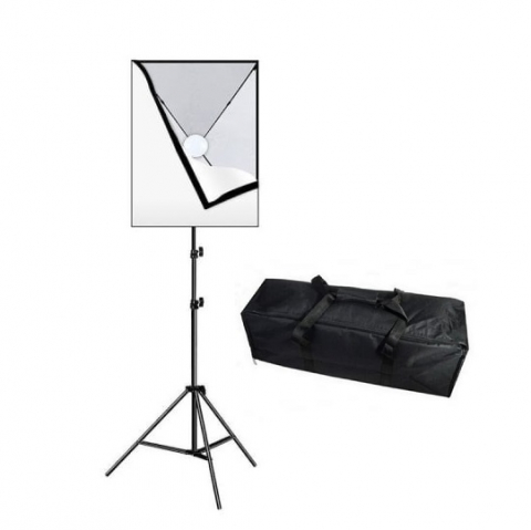 ECHIPAMENTE FOTO - Kit studio foto, softbox 50 x 70 cm, 1 bec LED 30W 5700K, trepied 200 cm, geanta transport inclusa