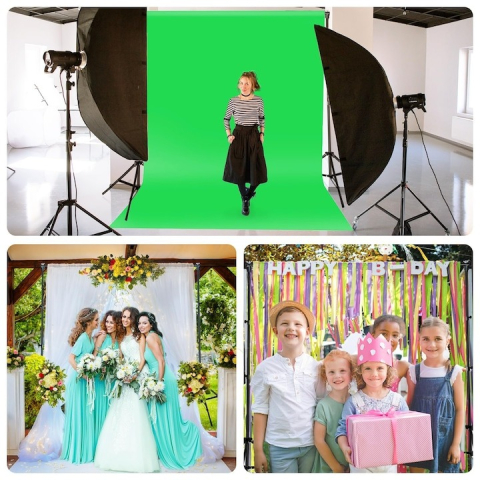 Kit studio foto video iluminare profesionala cu 2 softbox, 2 umbrele foto, 2 becuri fluorescent 150W 5500K si 2 becuri LED 150W cu telecomanda, fundal verde chroma key, suport fundal, clame panza, gea [1]