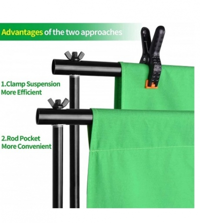 Kit studio foto, suport fundal reglabil 2x3m, clesti inclusi + 3 panze de fundal multicolore 2x3m [1]