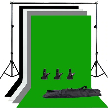 Kit foto studio, 2 softbox, suport fundal 2x3m, 4 panze de fundal, 4x bec LED 25W + geanta transport [2]