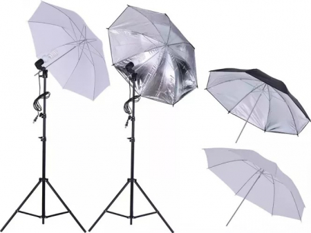 Kit complet foto studio,lumini,4 umbrele,trepiezi 200 cm,suport fundal 2x3m,2 panze fundal alb,negru, 2x bec 150W [4]
