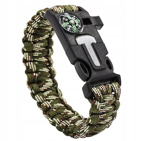 Pescuit - Kit Supravietuire de camping tip Bratara Survival 5in1 - Camuflaj