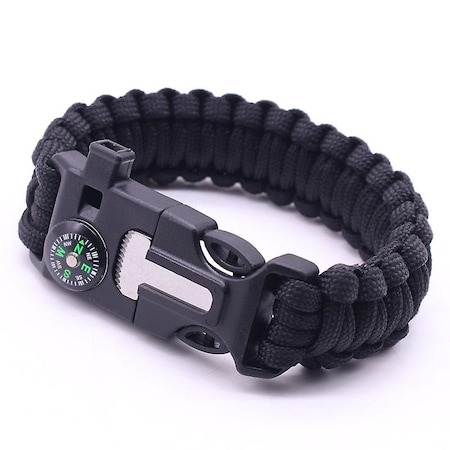 Pescuit - Kit Supravietuire de camping tip Bratara Survival 5in1 - Negru