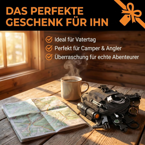 Kit supravietuire multifunctional 14 in 1 pentru camping si outdoor, cu lanterna, cutit pliabil, busola, bratara paracord si accesorii tactice [5]