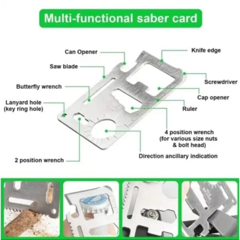 Kit supravietuire multifunctional 18 piese, camping si urgenta, busola, lanterna, cutit pliabil, paracord, patura termica, carcasa [9]