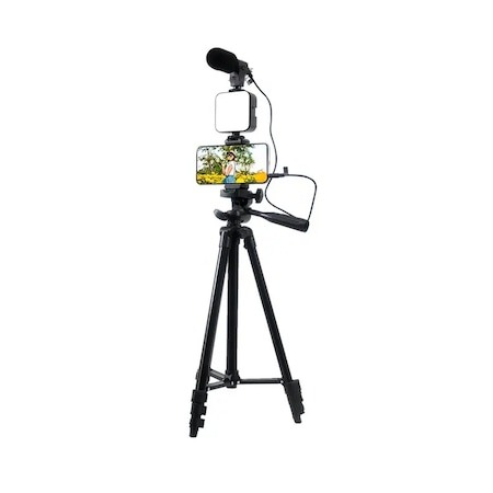 Trepiezi - Kit Vlogging complet cu trepied inclus de 135 cm si telecomanda bluetooth