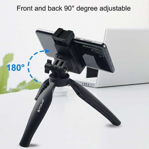 Kit vlogging pentru telefon, camera, mini panou LED inclus, trepied filet 1/4 si suport telefon cu patina [3]