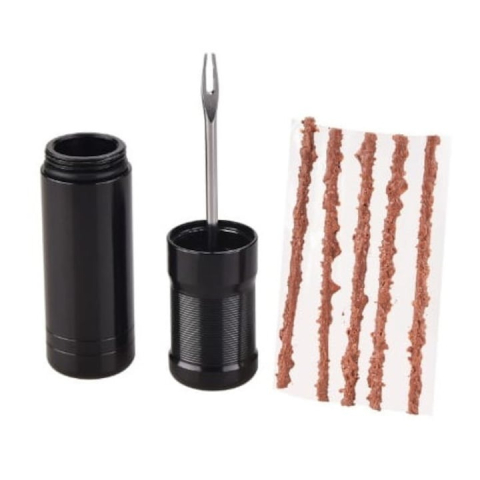 Kit vulcanizare auto pentru reparare anvelope, cauciuc/otel inoxidabil, 5 snururi, 1 unealta, usor de utilizat, 67x18 mm [10]