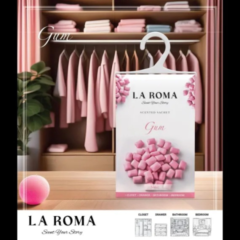 Parfum pentru haine și dulap La Roma – Gum, Aromă Dulce și Jucăușă pentru Textile Proaspăt Parfumate, Inspirată din Veselia Aromelor de Baloane de Gumă [2]