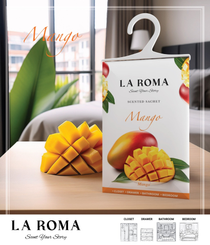 Odorizant pentru dulap La Roma – Mango, Aromă Fructată și Energizantă pentru Haine Proaspăt Parfumate, Inspirată din Dulceața Verii Mediteraneene [1]