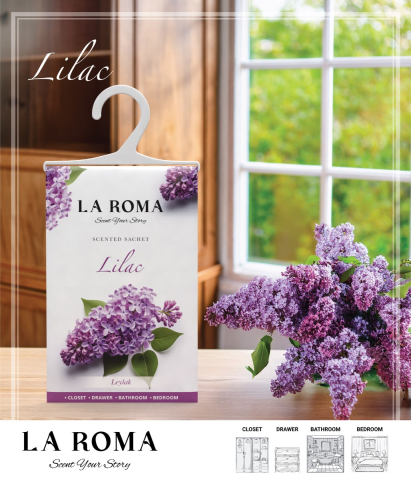 Odorizant pentru dulap La Roma – Liliac, Aromă Florală și Catifelată pentru Haine Proaspăt Parfumate, Inspirată din Prospețimea Grădinilor Primăvăratice Mediteraneene [1]