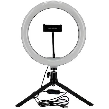 Ring Light - Lampa circulara LED 26 cm diametru,cap de bila 360 grade inclus + mini trepied extensibil cu suport