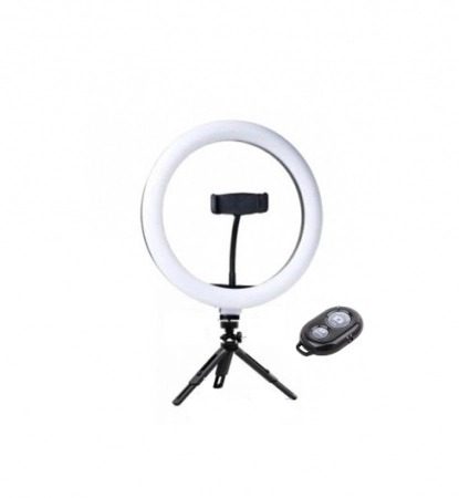 Ring Light - Lampa circulara LED 26 cm diametru cu telecomanda bluetooth pentru telefon + mini trepied extensibil
