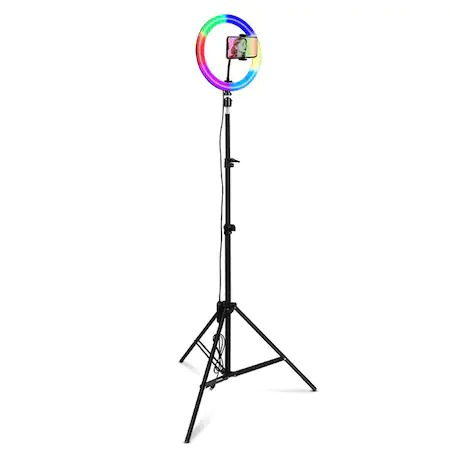 Lampa circulara LED,diametru 26 cm RGB,trepied 160 cm,cap bila 360 grade,telecomanda control [4]