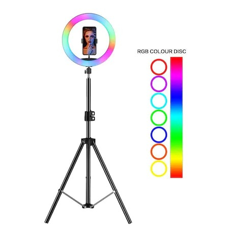 Ring Light - Lampa circulara LED 56 cm diametru RGB,trepied 200 cm inlcus
