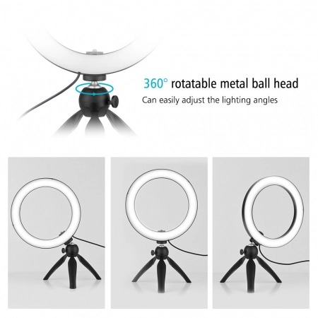 Lampa circulara LED 26 cm diametru,mini trepied cu capat rotativ 360 grade [2]