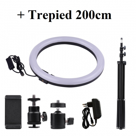 Lumini pentru studio - Lampa circulara LED 30 cm diametru, trepied reglabil 200 cm