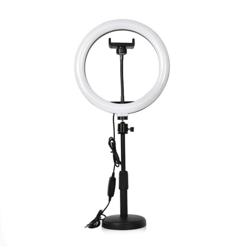 Ring Light - Lampa circulara LED, ring light 26 cm, cap bila 360 grade, trepied cu talpa si filet universal 1/4 inclus
