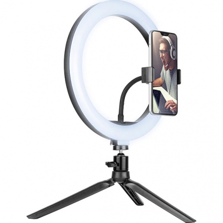 Ring Light - Lampa circulara LED 26 cm diametru,cap bila rotativ 360 grade + mini trepied