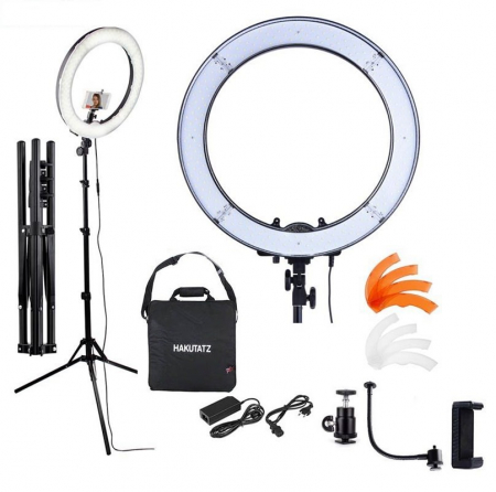 ECHIPAMENTE FOTO - Lampa circulara profesionala 19"-48 cm, trepied 200 cm, accesorii si geanta inclusa