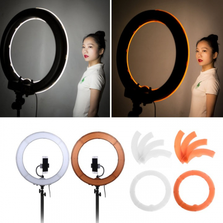 Lampa circulara profesionala 19"-48 cm, trepied 200 cm, accesorii si geanta inclusa [6]