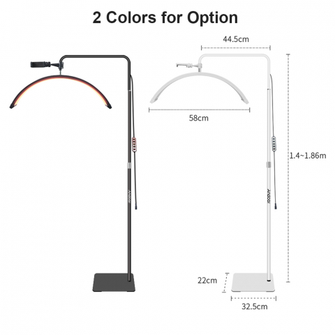Lampa cosmetica profesionala Bi Color alb, rosu, Semiluna 238 LED, inaltime maxima 180 cm, suport telefon inclus, culoare aleatorie [2]