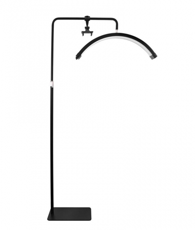 Ring Light - Lampa cosmetica profesionala Semiluna 238 LED,inaltime maxima 180 cm,cu suport de telefon - Negru