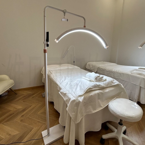 Lampa cosmetica tip semiluna, LED, 40 W, 2500 lm, 320 LED-uri, inaltime reglabila 139-184 cm, lumina calda/rece/neutra, alb [8]